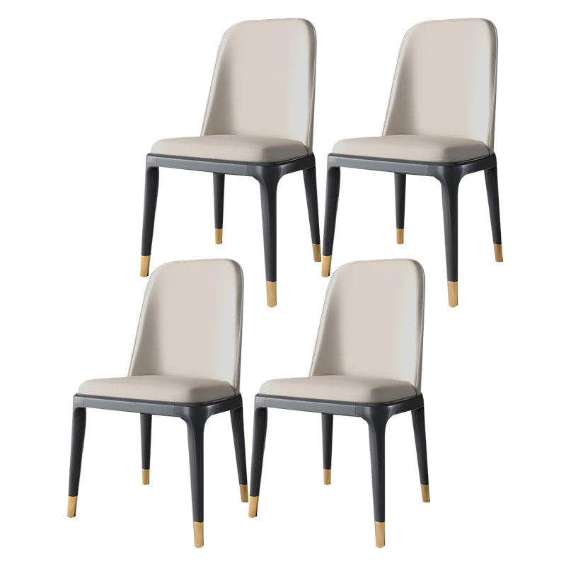 Industrial Home Parsons Side Chair Matte Finish Leather Dining Chair White Black Gold Set of 4 Clearhalo 'Dining Chairs' 'Dining Tables & Seating' 'dining_chair' 'Furniture' 'furniture_dining_chair' 'Kitchen & Dining Furniture' 4761325