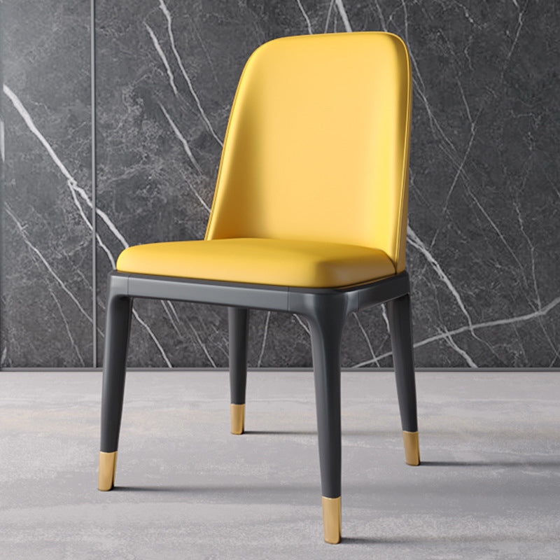 Industrial Home Parsons Side Chair Matte Finish Leather Dining Chair Yellow Black Gold 1 Piece Clearhalo 'Dining Chairs' 'Dining Tables & Seating' 'dining_chair' 'Furniture' 'furniture_dining_chair' 'Kitchen & Dining Furniture' 4761326