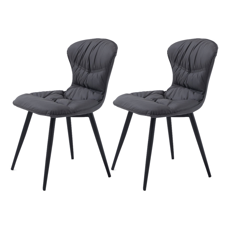 Contemporary Style Dining Chair Kitchen Armless Chair with Metal Legs Dark Gray 2 Piece Set Clearhalo 'Dining Chairs' 'Dining Tables & Seating' 'dining_chair' 'furn' 'furn_dining_chair' 'Furniture' 'furniture_dining_chair' 'Kitchen & Dining Furniture' 4761339