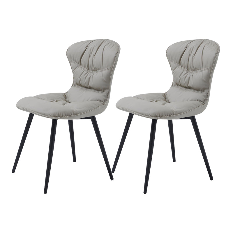 Contemporary Style Dining Chair Kitchen Armless Chair with Metal Legs Light Gray 2 Piece Set Clearhalo 'Dining Chairs' 'Dining Tables & Seating' 'dining_chair' 'furn' 'furn_dining_chair' 'Furniture' 'furniture_dining_chair' 'Kitchen & Dining Furniture' 4761345