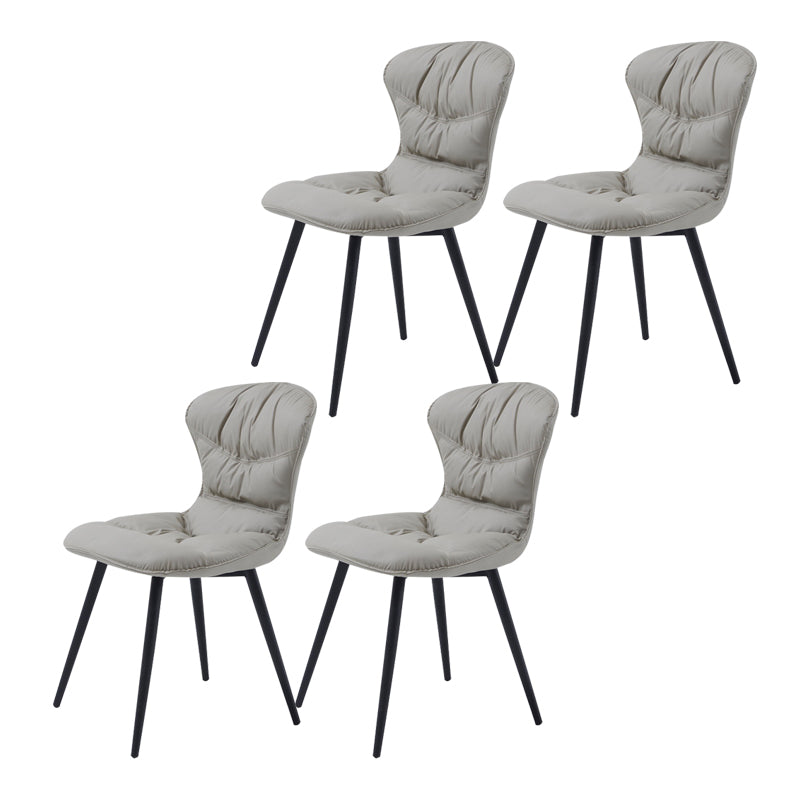 Contemporary Style Dining Chair Kitchen Armless Chair with Metal Legs Light Gray 4 Piece Set Clearhalo 'Dining Chairs' 'Dining Tables & Seating' 'dining_chair' 'furn' 'furn_dining_chair' 'Furniture' 'furniture_dining_chair' 'Kitchen & Dining Furniture' 4761346