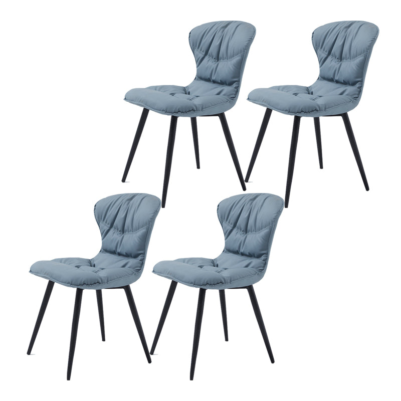 Contemporary Style Dining Chair Kitchen Armless Chair with Metal Legs Light Blue 4 Piece Set Clearhalo 'Dining Chairs' 'Dining Tables & Seating' 'dining_chair' 'furn' 'furn_dining_chair' 'Furniture' 'furniture_dining_chair' 'Kitchen & Dining Furniture' 4761352
