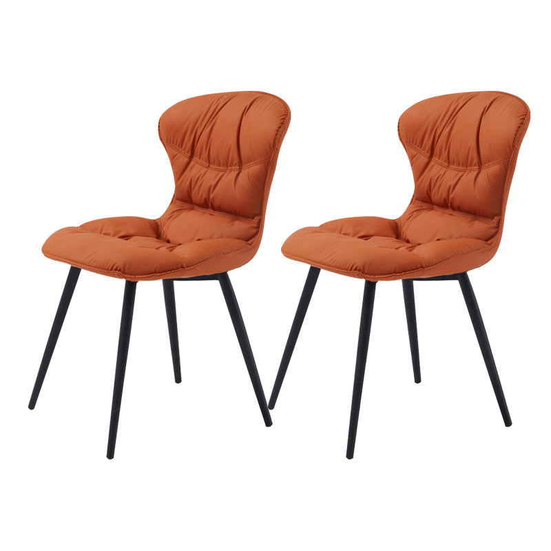 Contemporary Style Dining Chair Kitchen Armless Chair with Metal Legs Orange 2 Piece Set Clearhalo 'Dining Chairs' 'Dining Tables & Seating' 'dining_chair' 'furn' 'furn_dining_chair' 'Furniture' 'furniture_dining_chair' 'Kitchen & Dining Furniture' 4761354