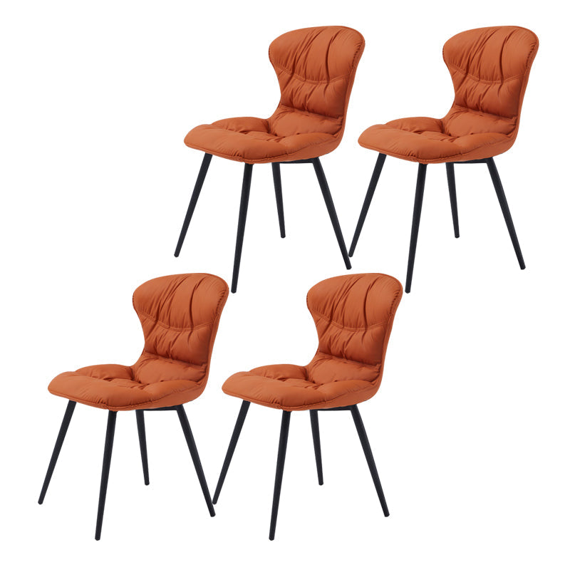 Contemporary Style Dining Chair Kitchen Armless Chair with Metal Legs Orange 4 Piece Set Clearhalo 'Dining Chairs' 'Dining Tables & Seating' 'dining_chair' 'furn' 'furn_dining_chair' 'Furniture' 'furniture_dining_chair' 'Kitchen & Dining Furniture' 4761355