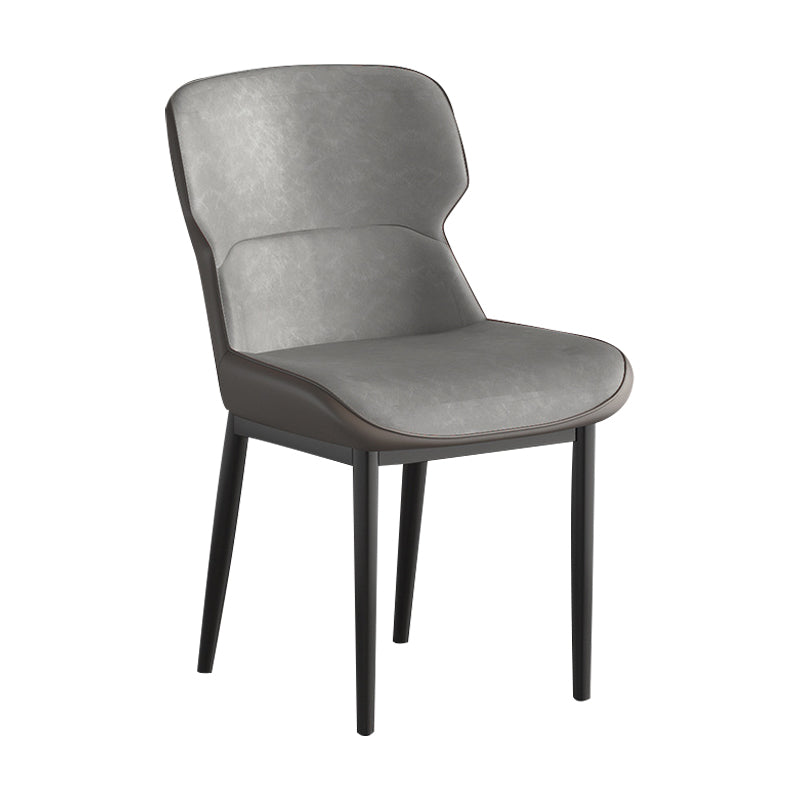 Contemporary Metal Indoor-Outdoor Room Chair Wingback Side Chair Dark Gray 1 Piece Clearhalo 'Dining Chairs' 'Dining Tables & Seating' 'dining_chair' 'furn' 'furn_dining_chair' 'Furniture' 'furniture_dining_chair' 'Kitchen & Dining Furniture' 4761358