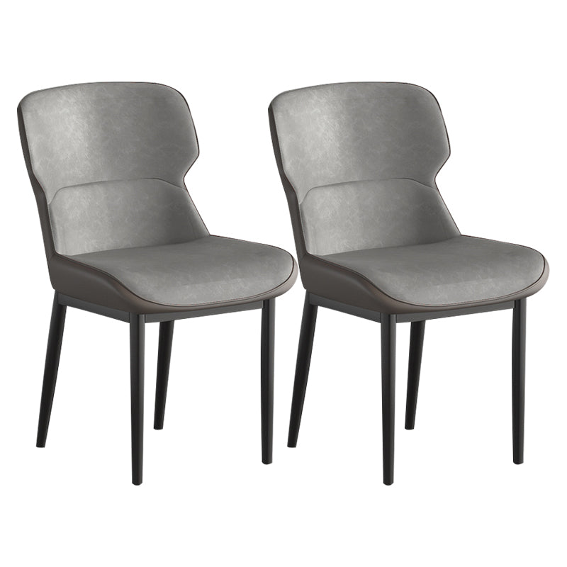 Contemporary Metal Indoor-Outdoor Room Chair Wingback Side Chair Dark Gray 2 Piece Set Clearhalo 'Dining Chairs' 'Dining Tables & Seating' 'dining_chair' 'furn' 'furn_dining_chair' 'Furniture' 'furniture_dining_chair' 'Kitchen & Dining Furniture' 4761360