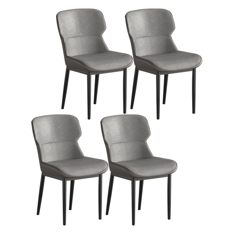 Contemporary Metal Indoor-Outdoor Room Chair Wingback Side Chair Dark Gray 4 Piece Set Clearhalo 'Dining Chairs' 'Dining Tables & Seating' 'dining_chair' 'furn' 'furn_dining_chair' 'Furniture' 'furniture_dining_chair' 'Kitchen & Dining Furniture' 4761361
