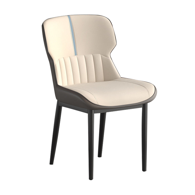 Contemporary Metal Indoor-Outdoor Room Chair Wingback Side Chair Beige 1 Piece Clearhalo 'Dining Chairs' 'Dining Tables & Seating' 'dining_chair' 'furn' 'furn_dining_chair' 'Furniture' 'furniture_dining_chair' 'Kitchen & Dining Furniture' 4761380