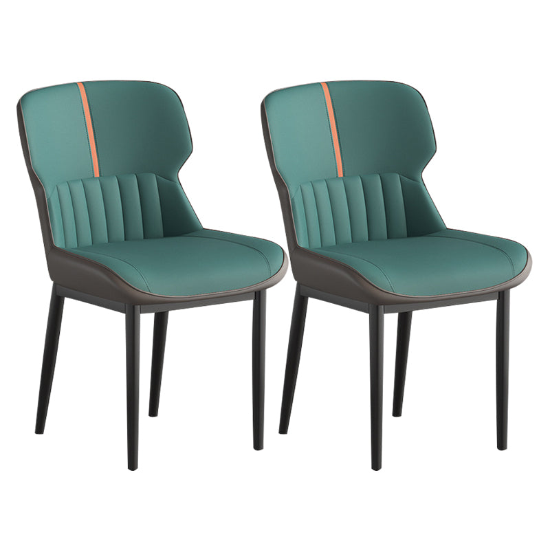 Contemporary Metal Indoor-Outdoor Room Chair Wingback Side Chair Peacock Blue 2 Piece Set Clearhalo 'Dining Chairs' 'Dining Tables & Seating' 'dining_chair' 'furn' 'furn_dining_chair' 'Furniture' 'furniture_dining_chair' 'Kitchen & Dining Furniture' 4761384