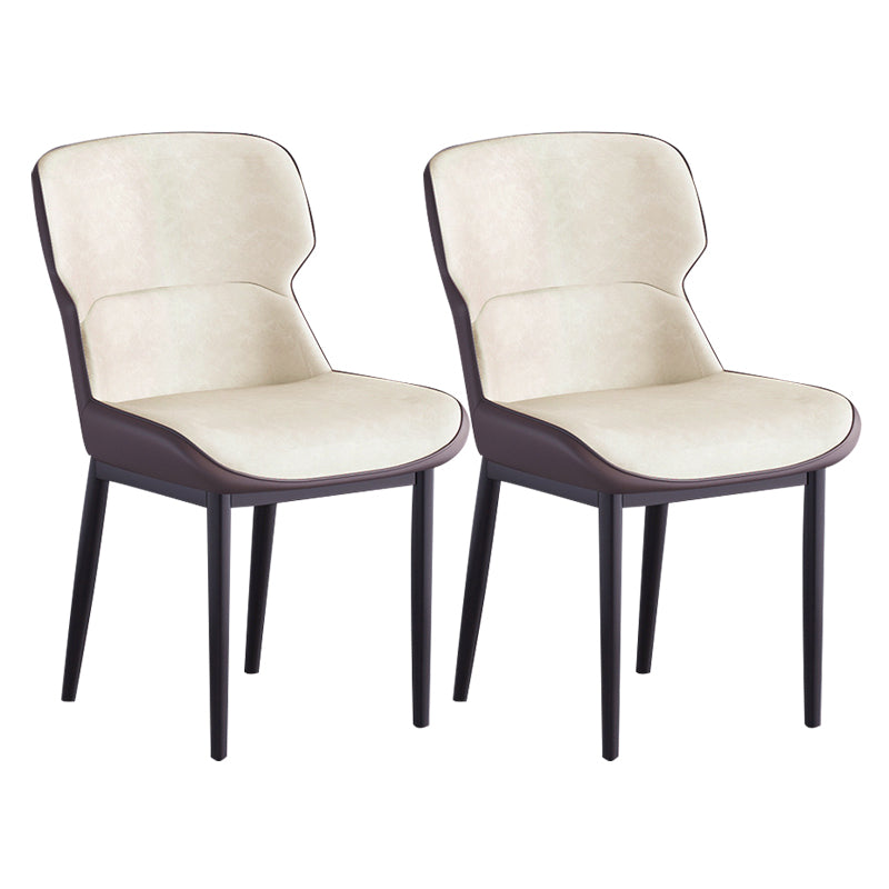 Contemporary Metal Indoor-Outdoor Room Chair Wingback Side Chair Off-White 2 Piece Set Clearhalo 'Dining Chairs' 'Dining Tables & Seating' 'dining_chair' 'furn' 'furn_dining_chair' 'Furniture' 'furniture_dining_chair' 'Kitchen & Dining Furniture' 4761390