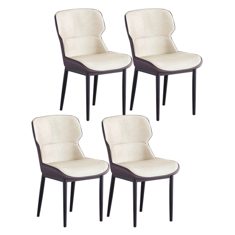 Contemporary Metal Indoor-Outdoor Room Chair Wingback Side Chair Off-White 4 Piece Set Clearhalo 'Dining Chairs' 'Dining Tables & Seating' 'dining_chair' 'furn' 'furn_dining_chair' 'Furniture' 'furniture_dining_chair' 'Kitchen & Dining Furniture' 4761391