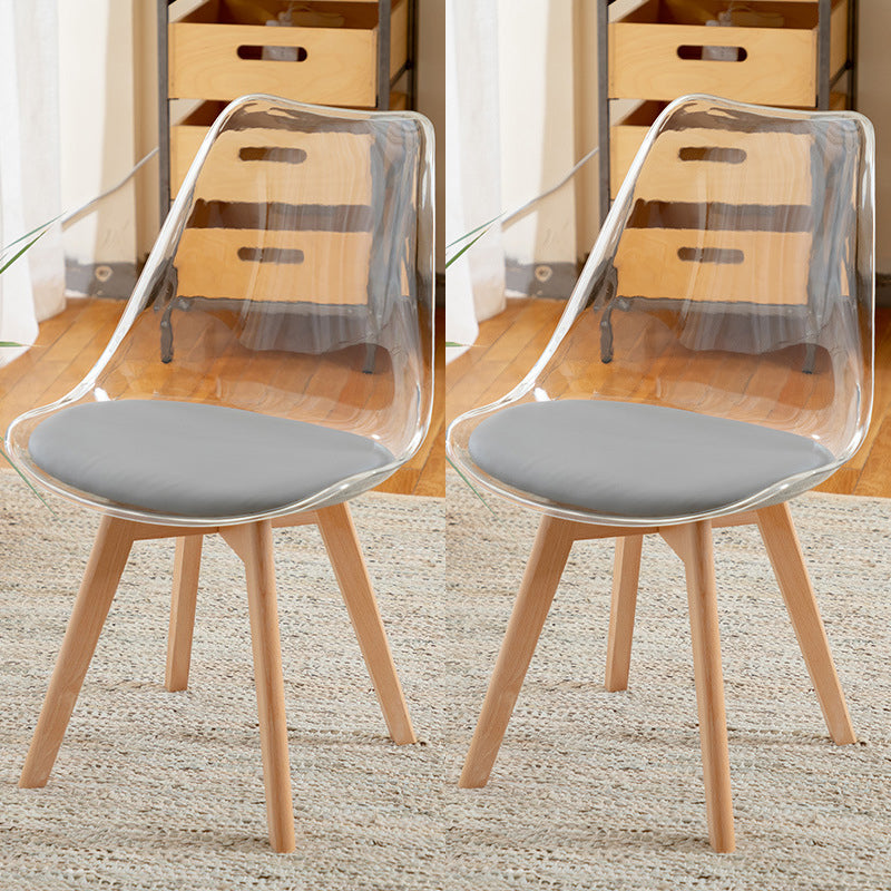 Scandinavian Wood Indoor-Outdoor Chair Solid Back Side Chair Light Gray Set of 2 Clearhalo 'Dining Chairs' 'Dining Tables & Seating' 'dining_chair' 'Furniture' 'furniture_dining_chair' 'Kitchen & Dining Furniture' 4761429