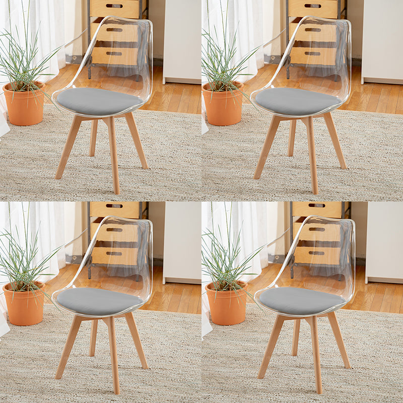 Scandinavian Wood Indoor-Outdoor Chair Solid Back Side Chair Light Gray Set of 4 Clearhalo 'Dining Chairs' 'Dining Tables & Seating' 'dining_chair' 'Furniture' 'furniture_dining_chair' 'Kitchen & Dining Furniture' 4761431