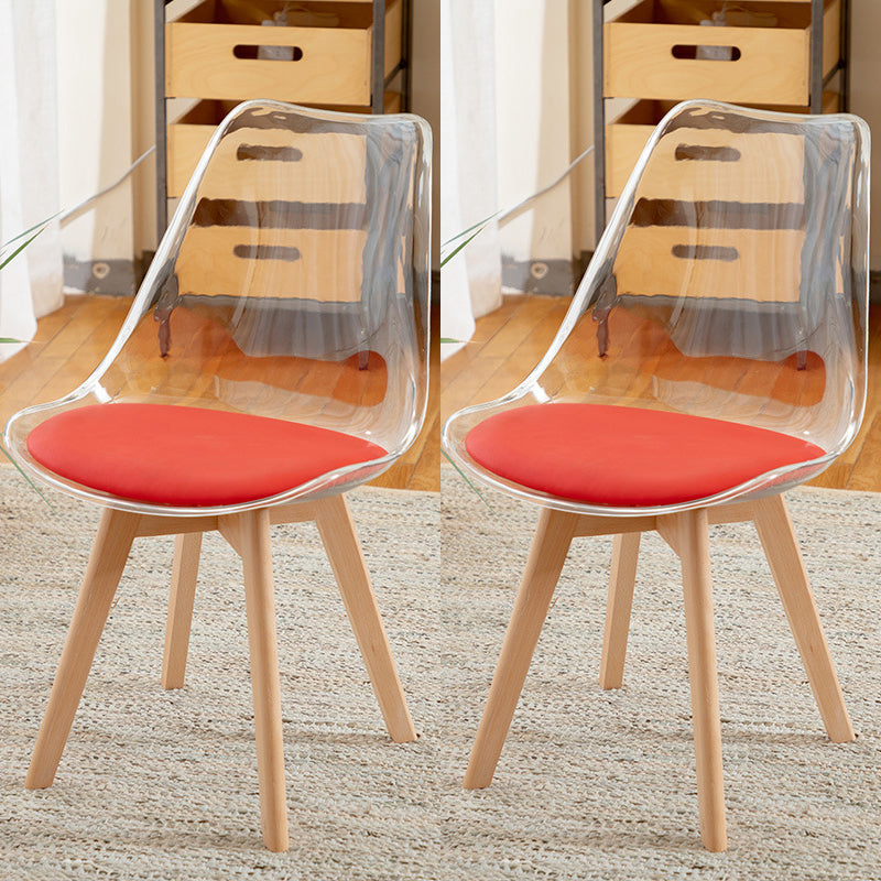 Scandinavian Wood Indoor-Outdoor Chair Solid Back Side Chair Red Set of 2 Clearhalo 'Dining Chairs' 'Dining Tables & Seating' 'dining_chair' 'Furniture' 'furniture_dining_chair' 'Kitchen & Dining Furniture' 4761440