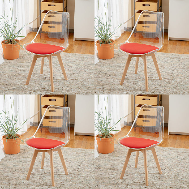 Scandinavian Wood Indoor-Outdoor Chair Solid Back Side Chair Red Set of 4 Clearhalo 'Dining Chairs' 'Dining Tables & Seating' 'dining_chair' 'Furniture' 'furniture_dining_chair' 'Kitchen & Dining Furniture' 4761441