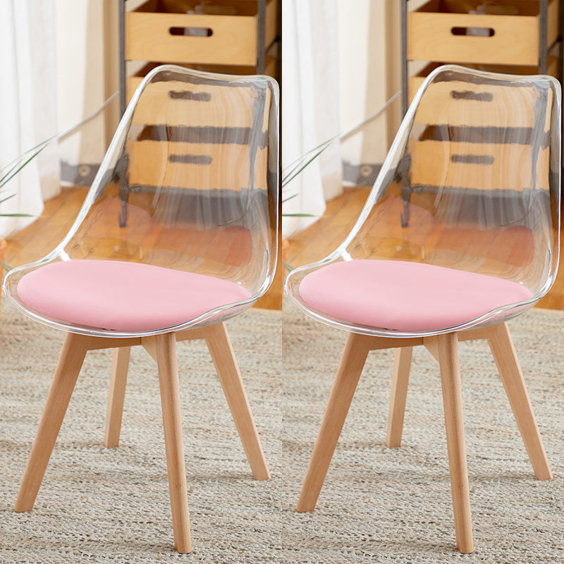 Scandinavian Wood Indoor-Outdoor Chair Solid Back Side Chair Pink Set of 2 Clearhalo 'Dining Chairs' 'Dining Tables & Seating' 'dining_chair' 'Furniture' 'furniture_dining_chair' 'Kitchen & Dining Furniture' 4761443