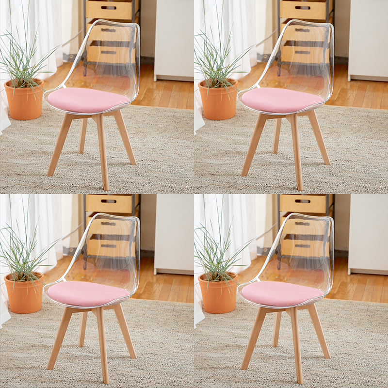 Scandinavian Wood Indoor-Outdoor Chair Solid Back Side Chair Pink Set of 4 Clearhalo 'Dining Chairs' 'Dining Tables & Seating' 'dining_chair' 'Furniture' 'furniture_dining_chair' 'Kitchen & Dining Furniture' 4761444