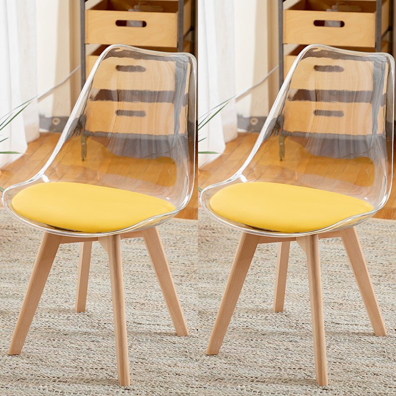 Scandinavian Wood Indoor-Outdoor Chair Solid Back Side Chair Yellow Set of 2 Clearhalo 'Dining Chairs' 'Dining Tables & Seating' 'dining_chair' 'Furniture' 'furniture_dining_chair' 'Kitchen & Dining Furniture' 4761446