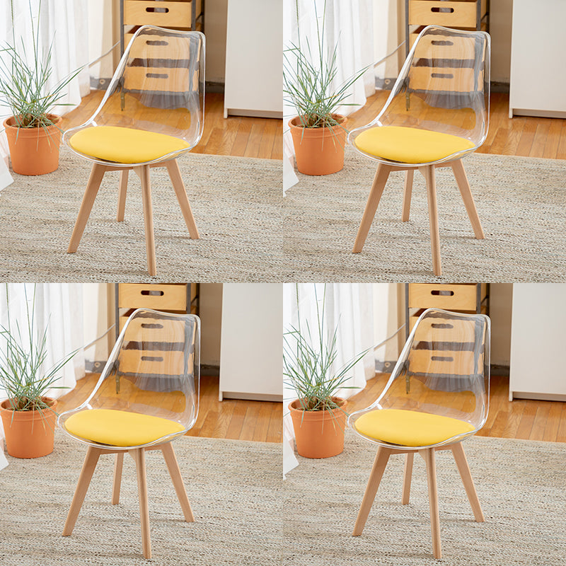 Scandinavian Wood Indoor-Outdoor Chair Solid Back Side Chair Yellow Set of 4 Clearhalo 'Dining Chairs' 'Dining Tables & Seating' 'dining_chair' 'Furniture' 'furniture_dining_chair' 'Kitchen & Dining Furniture' 4761447