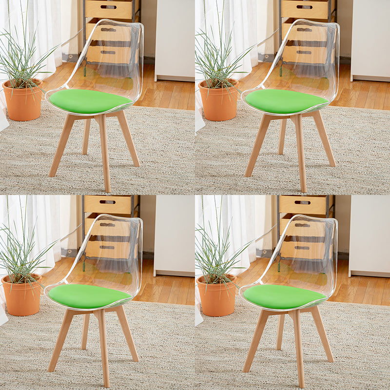 Scandinavian Wood Indoor-Outdoor Chair Solid Back Side Chair Green Set of 4 Clearhalo 'Dining Chairs' 'Dining Tables & Seating' 'dining_chair' 'Furniture' 'furniture_dining_chair' 'Kitchen & Dining Furniture' 4761453
