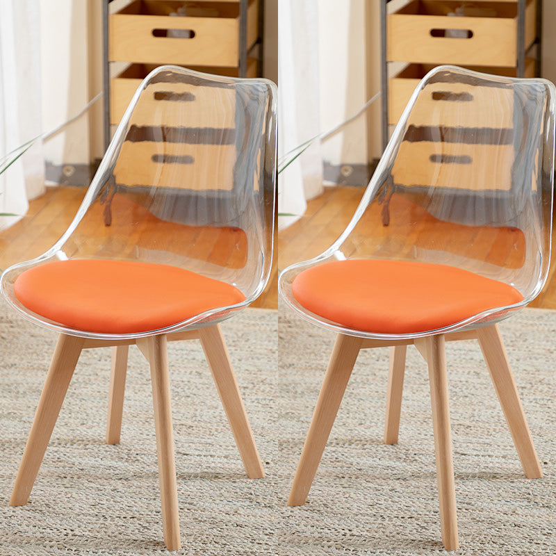 Scandinavian Wood Indoor-Outdoor Chair Solid Back Side Chair Orange Set of 2 Clearhalo 'Dining Chairs' 'Dining Tables & Seating' 'dining_chair' 'Furniture' 'furniture_dining_chair' 'Kitchen & Dining Furniture' 4761455
