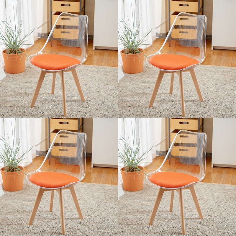 Scandinavian Wood Indoor-Outdoor Chair Solid Back Side Chair Orange Set of 4 Clearhalo 'Dining Chairs' 'Dining Tables & Seating' 'dining_chair' 'Furniture' 'furniture_dining_chair' 'Kitchen & Dining Furniture' 4761456