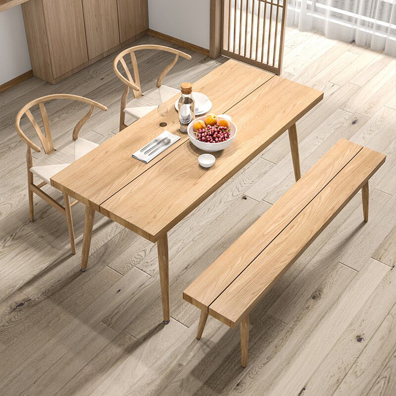 Modern 1/2/4 Pieces Beige Dinette Set Ash Wood Rectangle Dining Table Set Clearhalo 'Dining Room Sets' 'Dining Tables & Seating' 'dining_room_set' 'furn' 'furn_dining_room_set' 'Furniture' 'furniture_dining_room_set' 'Kitchen & Dining Furniture' 4761458
