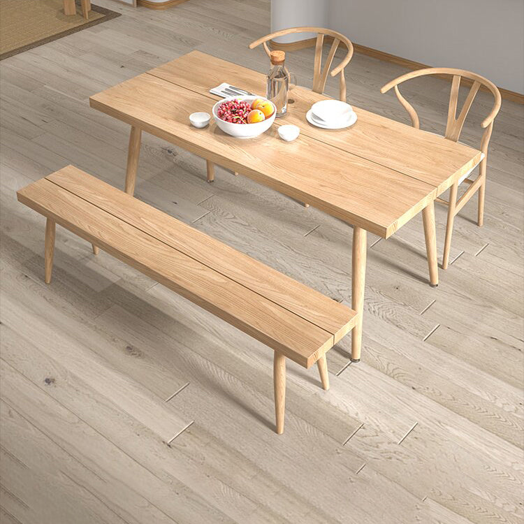 Modern 1/2/4 Pieces Beige Dinette Set Ash Wood Rectangle Dining Table Set Clearhalo 'Dining Room Sets' 'Dining Tables & Seating' 'dining_room_set' 'furn' 'furn_dining_room_set' 'Furniture' 'furniture_dining_room_set' 'Kitchen & Dining Furniture' 4761471
