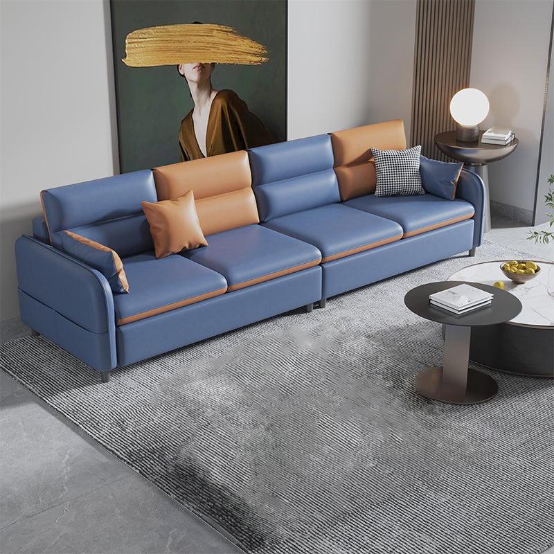Contemporary Fabric Loose Back Sofa 29.53"High Pillow Top Arm Sofa with Storage Blue Clearhalo 'furn' 'furn_sofas' 'Furniture' 'furniture_sofas' 'kitchen' 'kitchen_sofas' 'Living Room Furniture' 'Sofa' 'sofas' 4763981