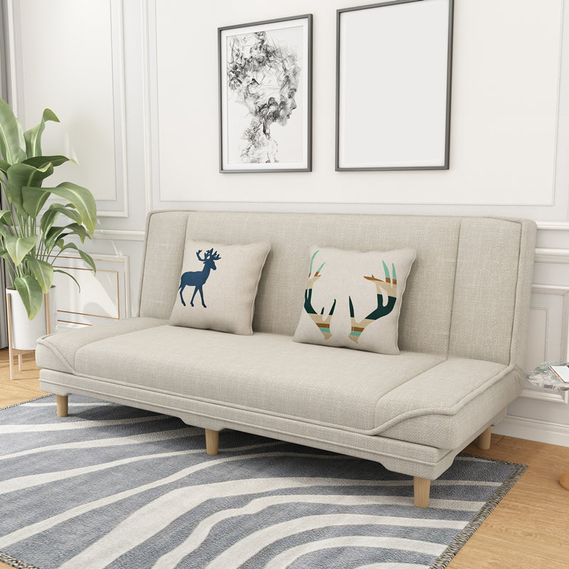 Contemporary Linen Armless Standard Sofa Bed Dual Purpose Sofa for Living Room Off-White Clearhalo 'furn' 'furn_sofas' 'Furniture' 'furniture_sofas' 'kitchen' 'kitchen_sofas' 'Living Room Furniture' 'Sofa' 'sofas' 4763987