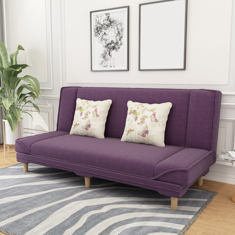 Contemporary Linen Armless Standard Sofa Bed Dual Purpose Sofa for Living Room Purple Clearhalo 'furn' 'furn_sofas' 'Furniture' 'furniture_sofas' 'kitchen' 'kitchen_sofas' 'Living Room Furniture' 'Sofa' 'sofas' 4763991
