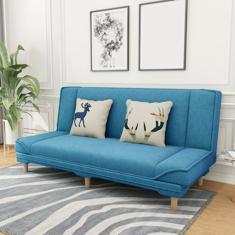 Contemporary Linen Armless Standard Sofa Bed Dual Purpose Sofa for Living Room Navy Clearhalo 'furn' 'furn_sofas' 'Furniture' 'furniture_sofas' 'kitchen' 'kitchen_sofas' 'Living Room Furniture' 'Sofa' 'sofas' 4763992