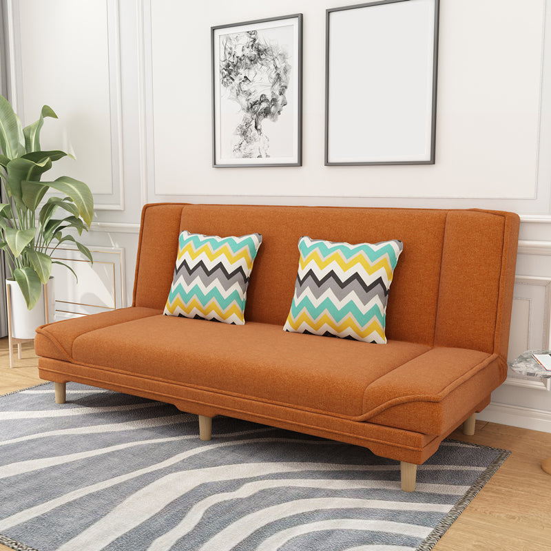 Contemporary Linen Armless Standard Sofa Bed Dual Purpose Sofa for Living Room Orange Clearhalo 'furn' 'furn_sofas' 'Furniture' 'furniture_sofas' 'kitchen' 'kitchen_sofas' 'Living Room Furniture' 'Sofa' 'sofas' 4764003