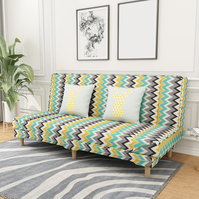 Contemporary Linen Armless Standard Sofa Bed Dual Purpose Sofa for Living Room Colorful Wave Pattern Clearhalo 'furn' 'furn_sofas' 'Furniture' 'furniture_sofas' 'kitchen' 'kitchen_sofas' 'Living Room Furniture' 'Sofa' 'sofas' 4764004