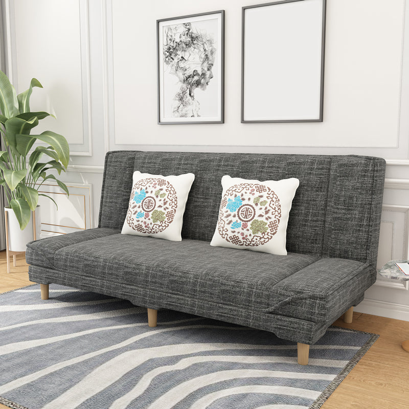 Contemporary Linen Armless Standard Sofa Bed Dual Purpose Sofa for Living Room Dark Gray Clearhalo 'furn' 'furn_sofas' 'Furniture' 'furniture_sofas' 'kitchen' 'kitchen_sofas' 'Living Room Furniture' 'Sofa' 'sofas' 4764014