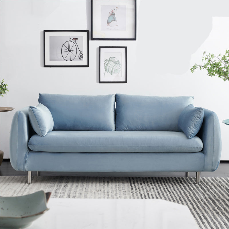 Loose Back Linen Sofa 3/4-Seater Square Arm Cushions Seating Light Blue Clearhalo 'furn' 'furn_sofas' 'Furniture' 'furniture_sofas' 'kitchen' 'kitchen_sofas' 'Living Room Furniture' 'Sofa' 'sofas' 4764055