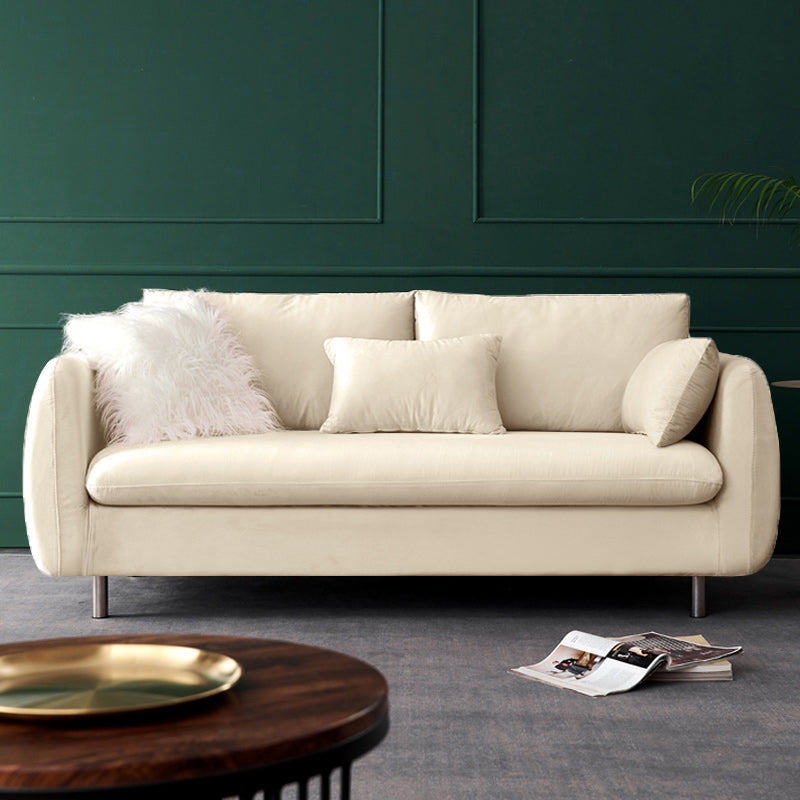 Loose Back Linen Sofa 3/4-Seater Square Arm Cushions Seating Off-White Clearhalo 'furn' 'furn_sofas' 'Furniture' 'furniture_sofas' 'kitchen' 'kitchen_sofas' 'Living Room Furniture' 'Sofa' 'sofas' 4764056
