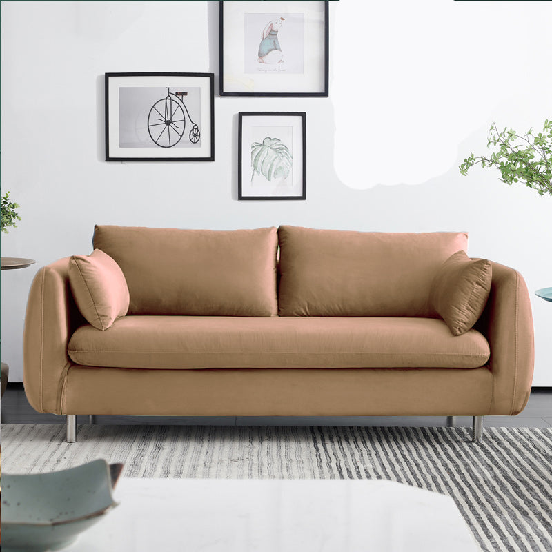 Loose Back Linen Sofa 3/4-Seater Square Arm Cushions Seating Khaki Clearhalo 'furn' 'furn_sofas' 'Furniture' 'furniture_sofas' 'kitchen' 'kitchen_sofas' 'Living Room Furniture' 'Sofa' 'sofas' 4764062