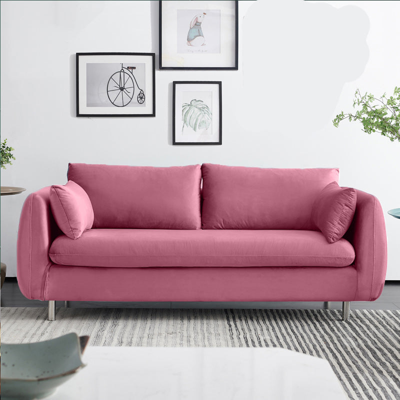 Loose Back Linen Sofa 3/4-Seater Square Arm Cushions Seating Rose Red Clearhalo 'furn' 'furn_sofas' 'Furniture' 'furniture_sofas' 'kitchen' 'kitchen_sofas' 'Living Room Furniture' 'Sofa' 'sofas' 4764063