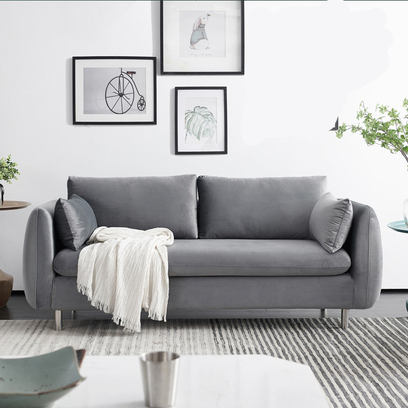 Loose Back Linen Sofa 3/4-Seater Square Arm Cushions Seating Grey Clearhalo 'furn' 'furn_sofas' 'Furniture' 'furniture_sofas' 'kitchen' 'kitchen_sofas' 'Living Room Furniture' 'Sofa' 'sofas' 4764066