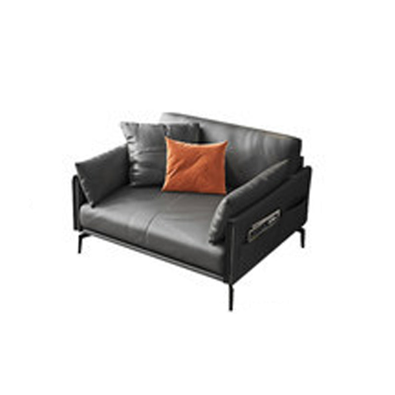 Stain Resistant Bench Seating Leather Standard Cushions Settee Furniture in Grey 37"L x 36"W x 33.5"H Clearhalo 'furn' 'furn_sofas' 'Furniture' 'furniture_sofas' 'kitchen' 'kitchen_sofas' 'Living Room Furniture' 'Sofa' 'sofas' 4764078