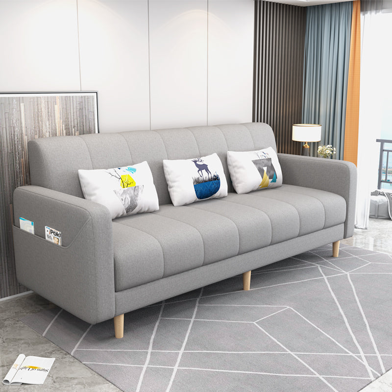Modern Convertible Sleeper Sofa 23.62" W Square Arm with Cotton Blend for Living Room Light Gray Clearhalo 'furn' 'furn_sofas' 'Furniture' 'furniture_sofas' 'kitchen' 'kitchen_sofas' 'Living Room Furniture' 'Sofa' 'sofas' 4764107