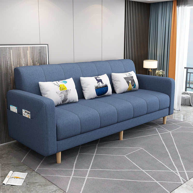 Modern Convertible Sleeper Sofa 23.62" W Square Arm with Cotton Blend for Living Room Airy Blue Clearhalo 'furn' 'furn_sofas' 'Furniture' 'furniture_sofas' 'kitchen' 'kitchen_sofas' 'Living Room Furniture' 'Sofa' 'sofas' 4764108