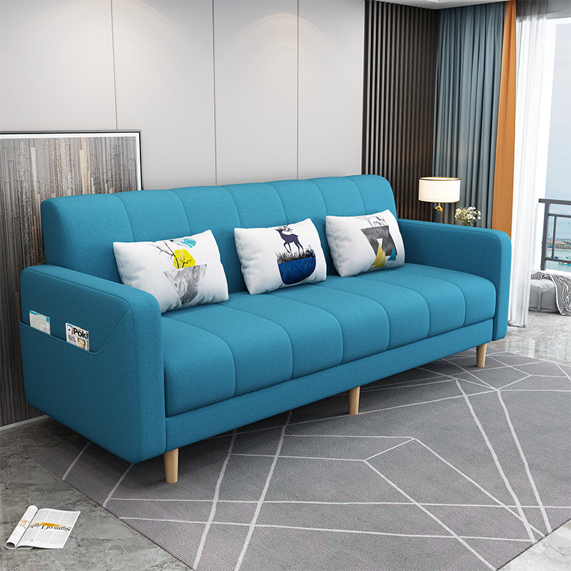 Modern Convertible Sleeper Sofa 23.62" W Square Arm with Cotton Blend for Living Room Sky Blue Clearhalo 'furn' 'furn_sofas' 'Furniture' 'furniture_sofas' 'kitchen' 'kitchen_sofas' 'Living Room Furniture' 'Sofa' 'sofas' 4764112