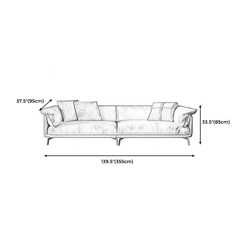 Modern Style Square Armrest Padded Down Seat Orange Leather Sofa Clearhalo 'furn' 'furn_sofas' 'Furniture' 'furniture_sofas' 'kitchen' 'kitchen_sofas' 'Living Room Furniture' 'Sofa' 'sofas' 4764134