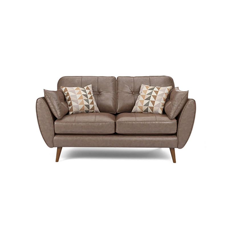 Wood Legs Modern Flared Arm Sofa Leather Standard Tufted Sofa Brown Clearhalo 'furn' 'furn_sofas' 'Furniture' 'furniture_sofas' 'kitchen' 'kitchen_sofas' 'Living Room Furniture' 'Sofa' 'sofas' 4764141