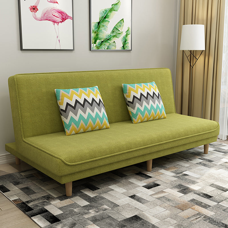 Foldable and Wear-resisting Linen Armless Sofa with Tight Back for Apartment Yellow-Green Clearhalo 'furn' 'furn_sofas' 'Furniture' 'furniture_sofas' 'kitchen' 'kitchen_sofas' 'Living Room Furniture' 'Sofa' 'sofas' 4764151