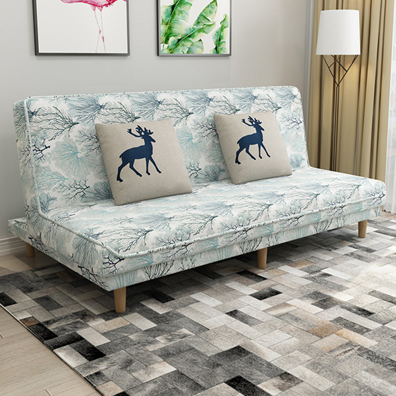 Foldable and Wear-resisting Linen Armless Sofa with Tight Back for Apartment Fortune Tree Patterned Clearhalo 'furn' 'furn_sofas' 'Furniture' 'furniture_sofas' 'kitchen' 'kitchen_sofas' 'Living Room Furniture' 'Sofa' 'sofas' 4764154