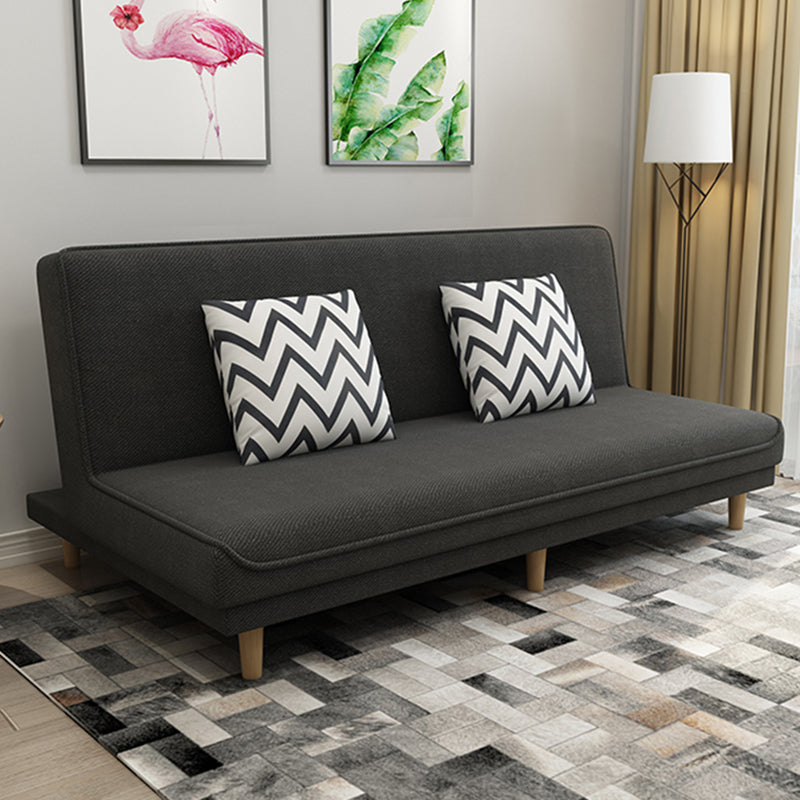 Foldable and Wear-resisting Linen Armless Sofa with Tight Back for Apartment Black Clearhalo 'furn' 'furn_sofas' 'Furniture' 'furniture_sofas' 'kitchen' 'kitchen_sofas' 'Living Room Furniture' 'Sofa' 'sofas' 4764156