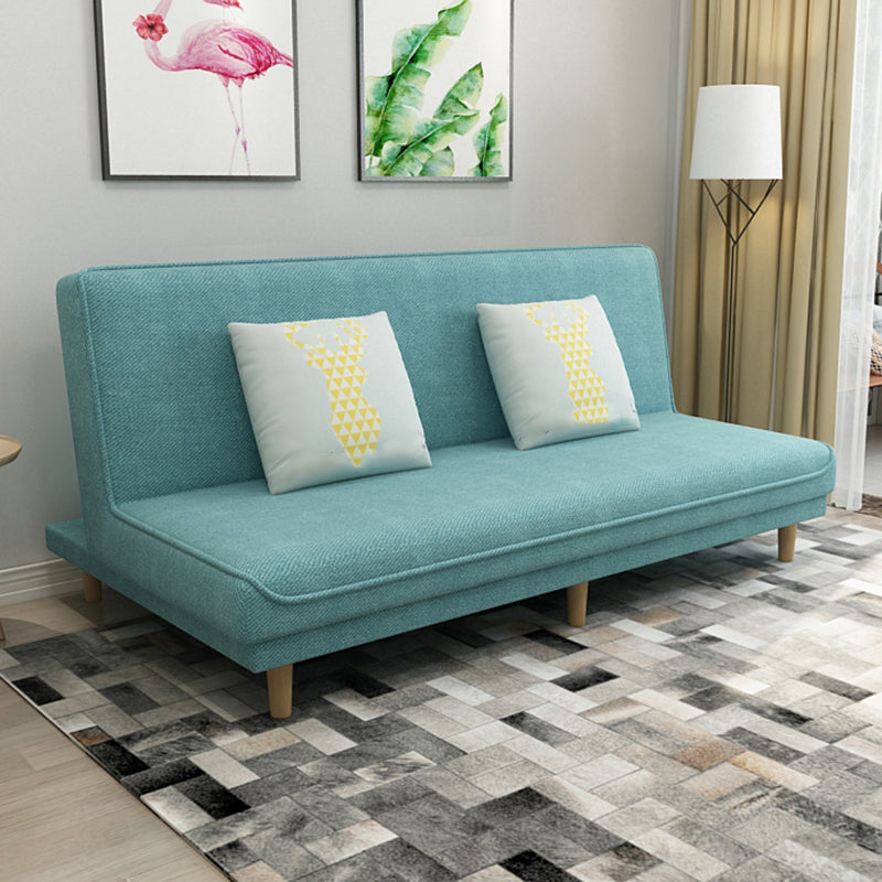 Foldable and Wear-resisting Linen Armless Sofa with Tight Back for Apartment Turquoise Clearhalo 'furn' 'furn_sofas' 'Furniture' 'furniture_sofas' 'kitchen' 'kitchen_sofas' 'Living Room Furniture' 'Sofa' 'sofas' 4764163
